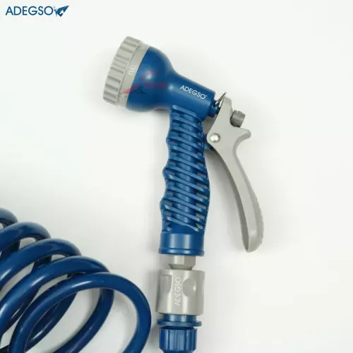 TUYAU D'ARROSAGE SPIRAL 7.5M AVEC RACCORD & PISTOLET ADEGSO