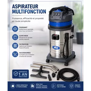 ASPIRATEUR INOX 80L ROBI 4500W 220V